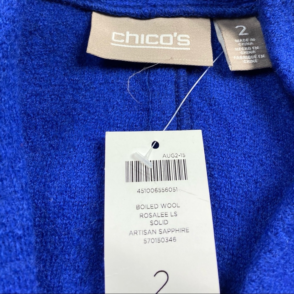 Chico’s New Boiled Wool Cardigan Sweater Size 2 - Picture 2 of 5